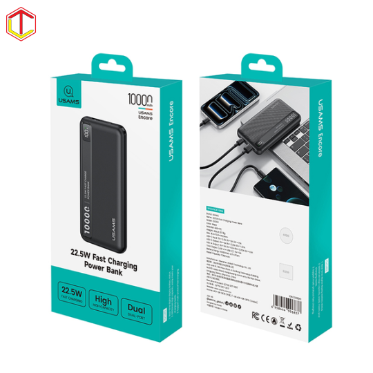 Pin Dự Phòng USAMS CD263 10000mAh 22.5W (1*Type-C + 1*USB-A Port, Digital Display, 3C Certification)